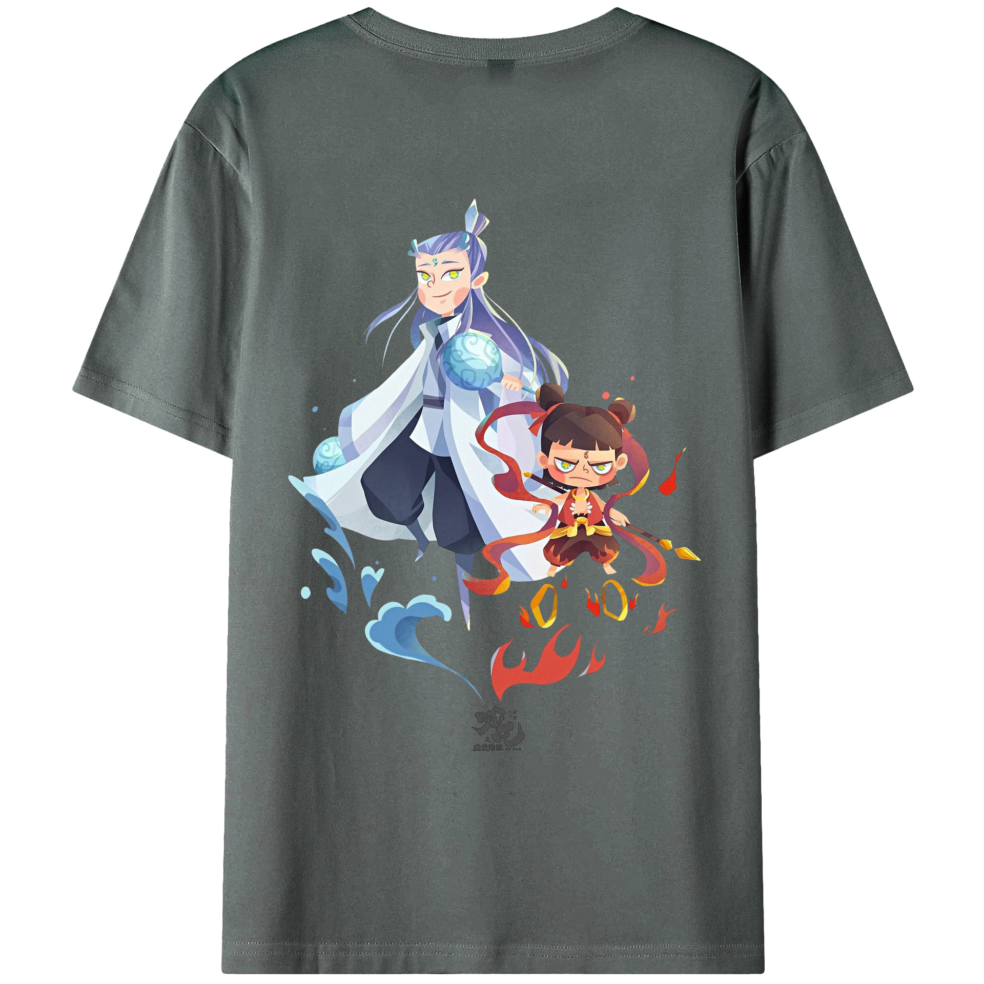 （画像用） Ne Zha 2 ナタ 魔童の大暴れ 綿100％半袖Tシャツ（背面プリント）